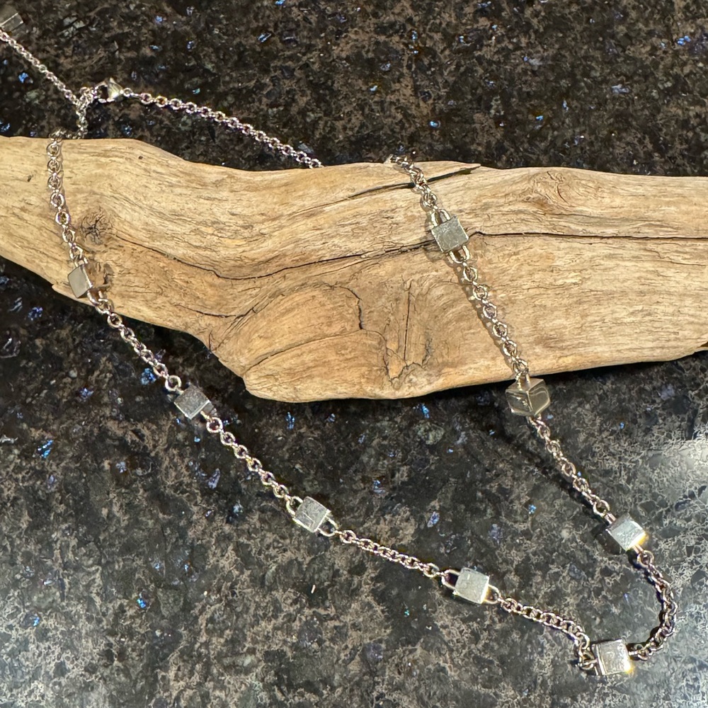 Stainless Steel Square Station Necklace - 18”